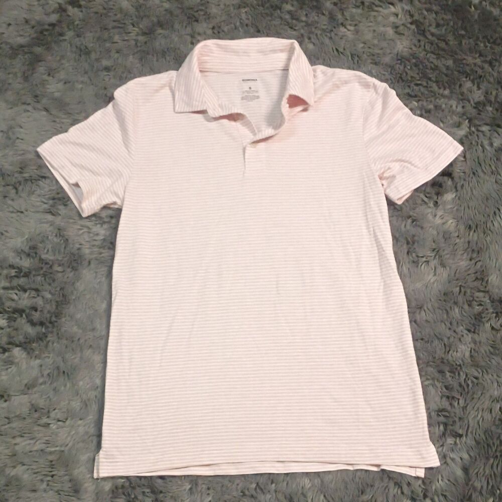 Sonoma Goods For Life Men's S Light Pink Striped Polo Shirt Poly Cotton Rayon